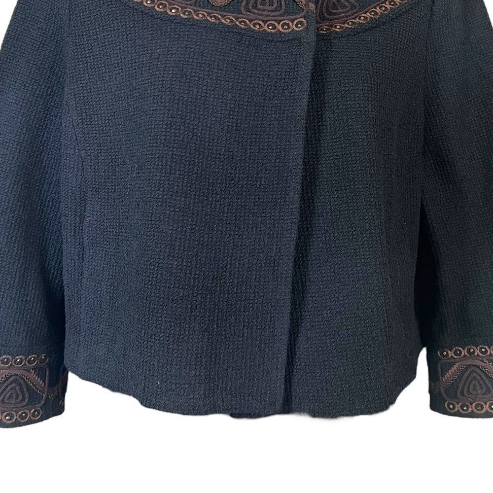 St John Knits Couture Caviar Black Brown Cord Sequin Blazer Jacket - Picture 3 of 12